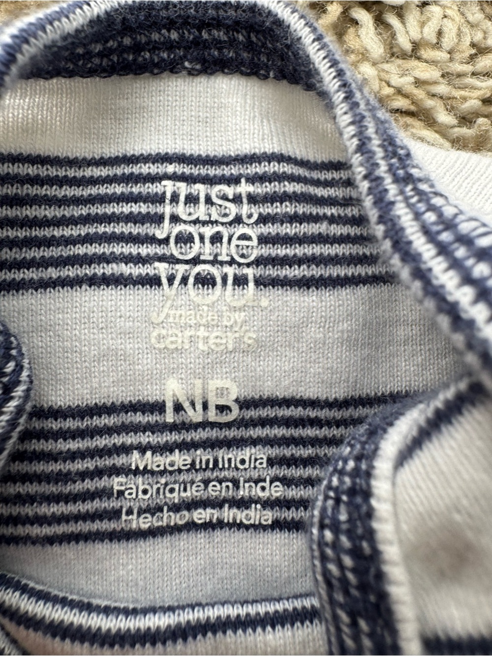 Just One You by Carter’s NB Navy & White Striped Short Sleeve Bodysuit Newborn - Picture 3 of 4